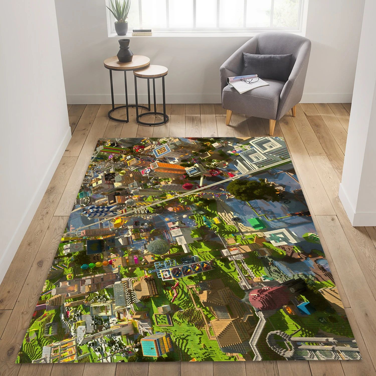 Minecraft Video Game Area Rug Area, Bedroom Rug - Christmas Gift Decor - Indoor Outdoor Rugs