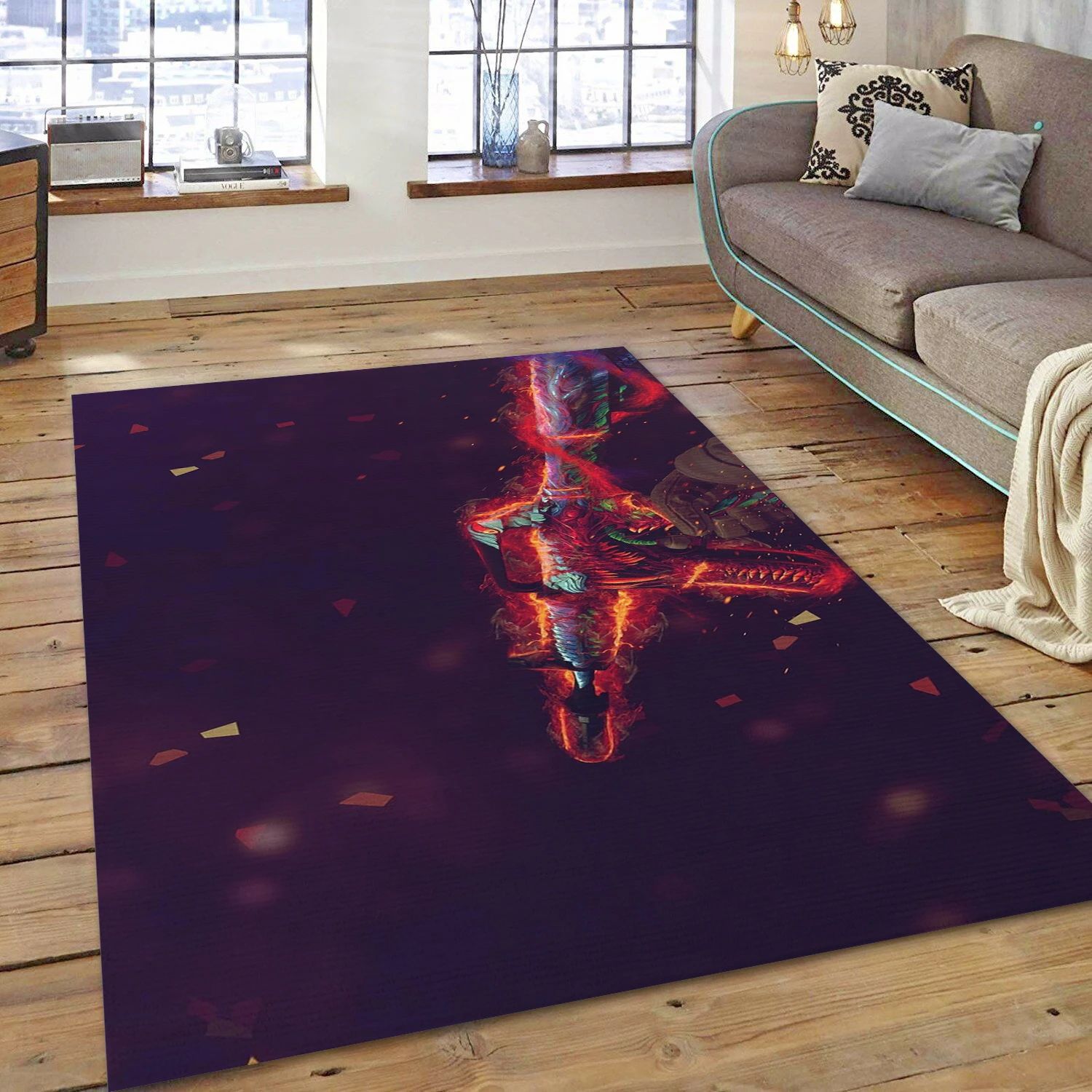 M4a1 Hyper Beast Video Game Reangle Rug, Area Rug - Christmas Gift Decor - Indoor Outdoor Rugs