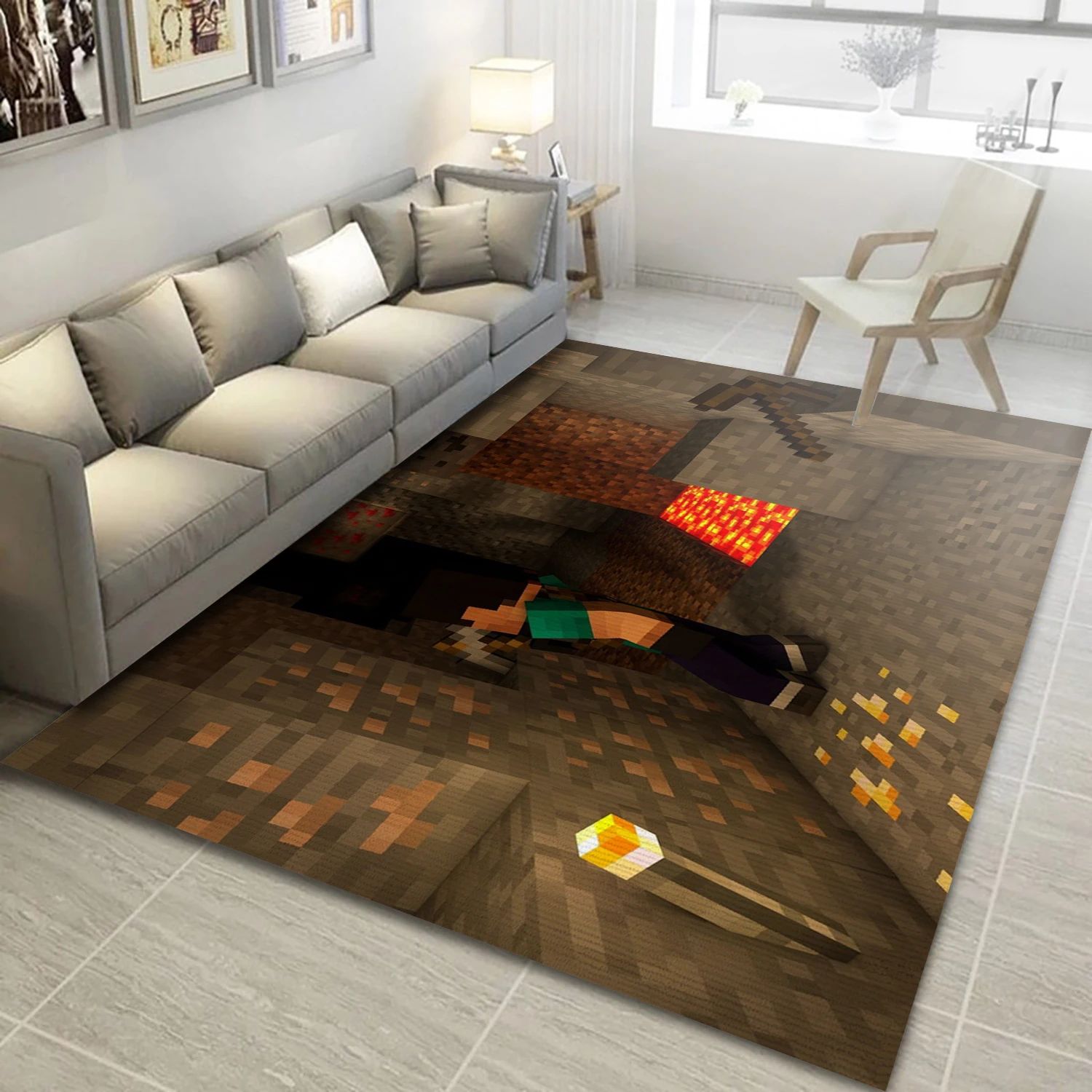 First Time Mining Gaming Area Rug, Living Room Rug - US Decor - Indoor Outdoor Rugs