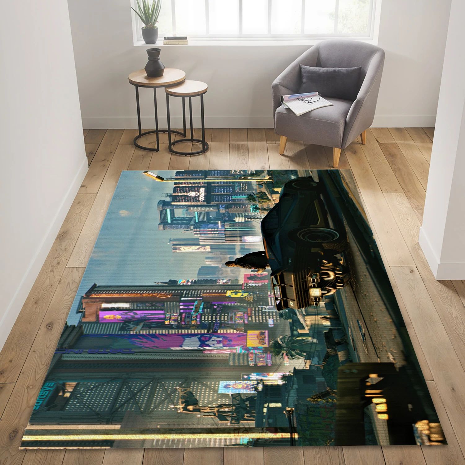 Cyberpunk 2077 Video Game Reangle Rug, Bedroom Rug - US Decor - Indoor Outdoor Rugs