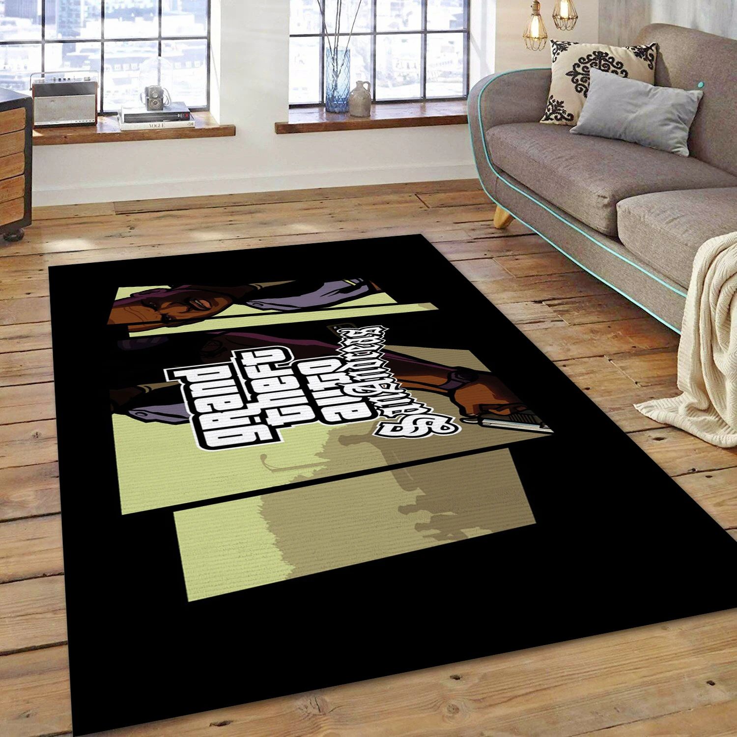 Grand Theft Auto San Andreas Game Area Rug Carpet, Living Room Rug - Christmas Gift Decor - Indoor Outdoor Rugs