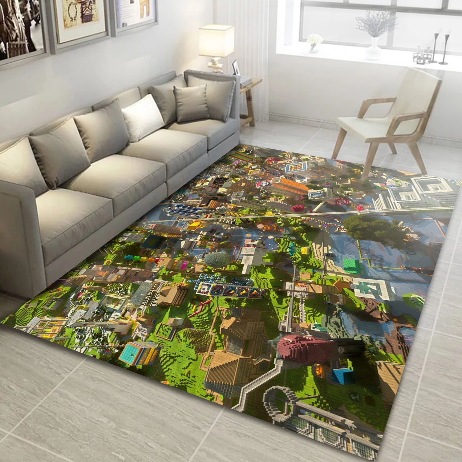 Minecraft Video Game Area Rug Area, Bedroom Rug - Christmas Gift Decor - Indoor Outdoor Rugs