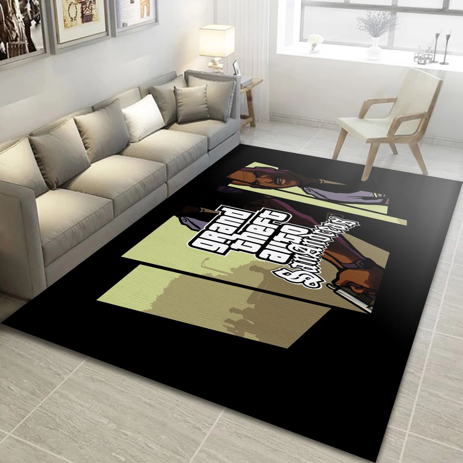 Grand Theft Auto San Andreas Game Area Rug Carpet, Living Room Rug - Christmas Gift Decor - Indoor Outdoor Rugs