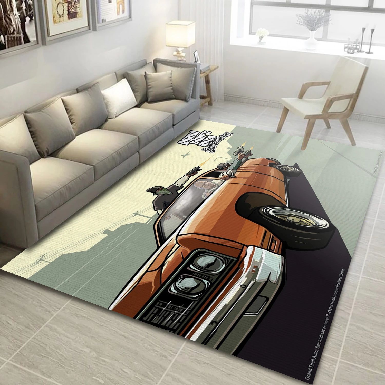 Grand Theft Auto San Andreas Gaming Area Rug, Living Room Rug - Family Gift US Decor - Indoor Outdoor Rugs