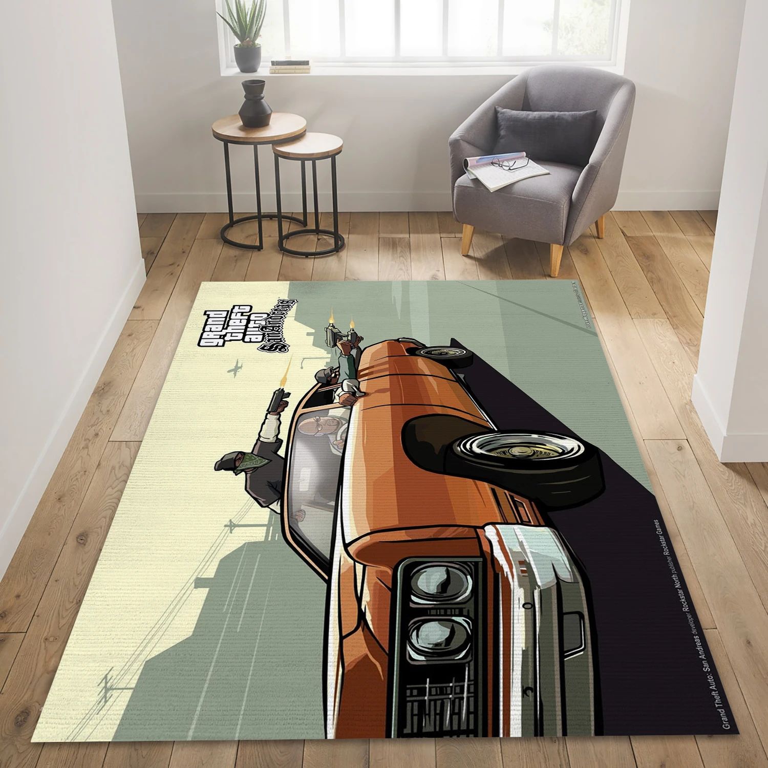 Grand Theft Auto San Andreas Gaming Area Rug, Living Room Rug - Family Gift US Decor - Indoor Outdoor Rugs