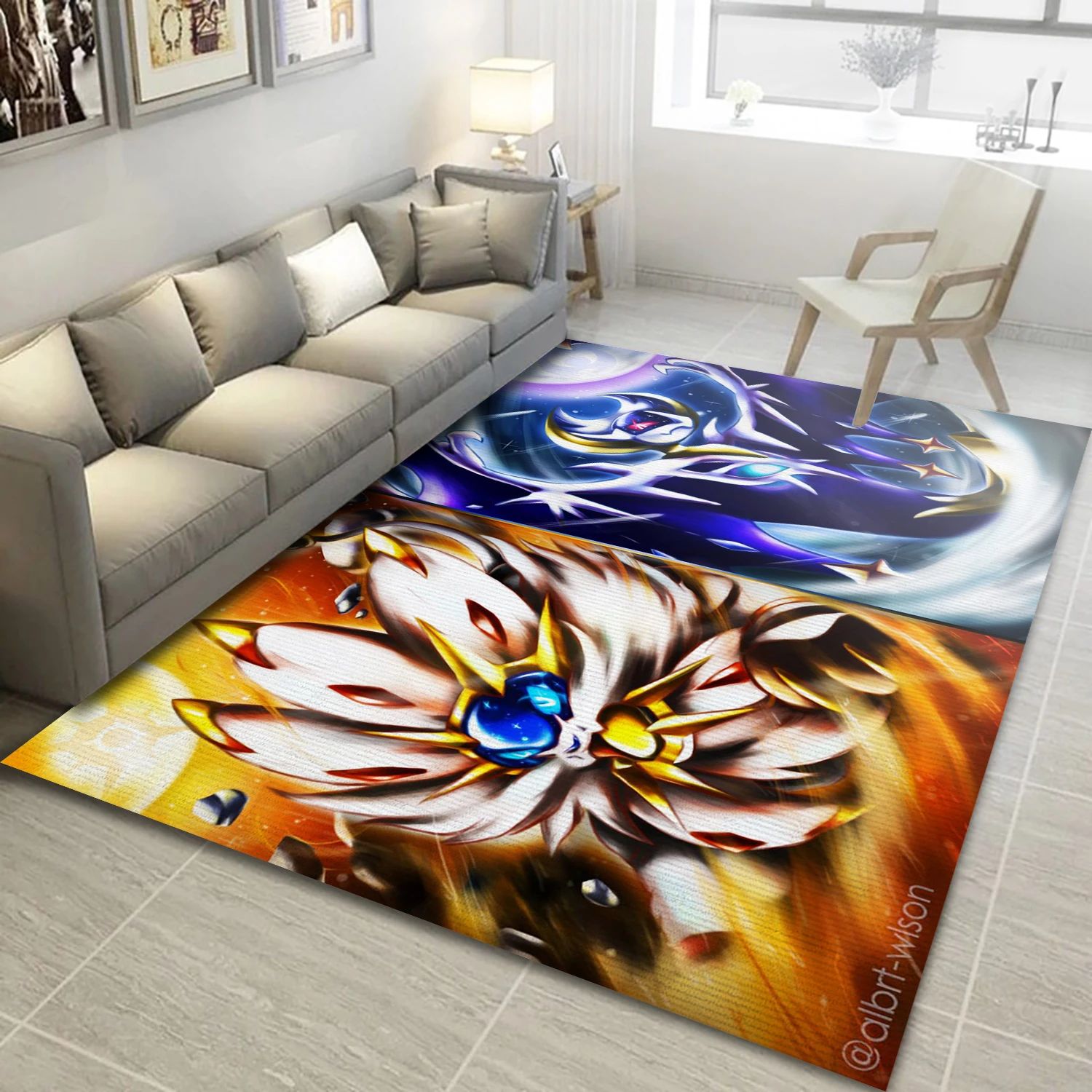 Solgaleo And Lunala Video Game Reangle Rug, Area Rug - Home Decor Floor Decor - Indoor Outdoor Rugs