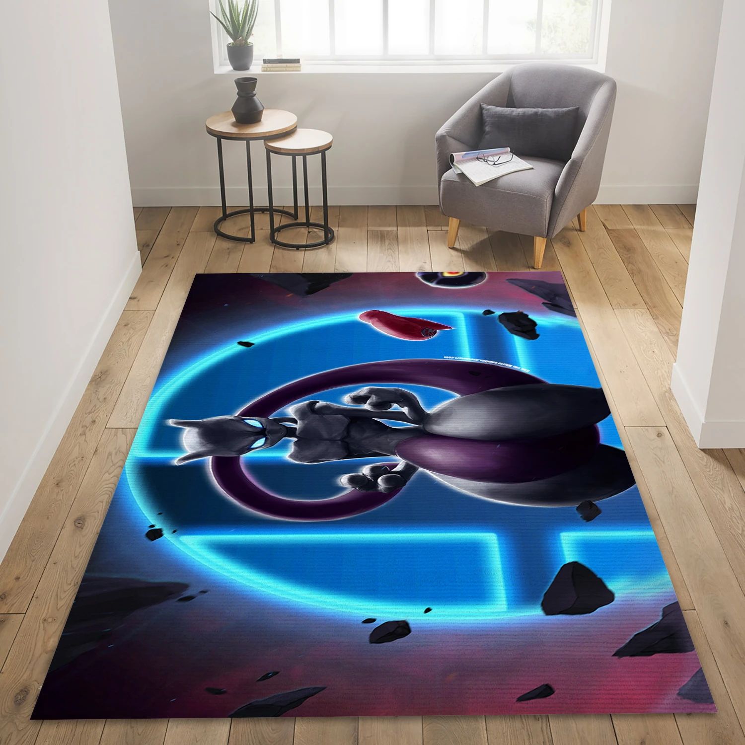 Mewtwo Pok Mon Video Game Area Rug For Christmas, Area Rug - Family Gift US Decor - Indoor Outdoor Rugs