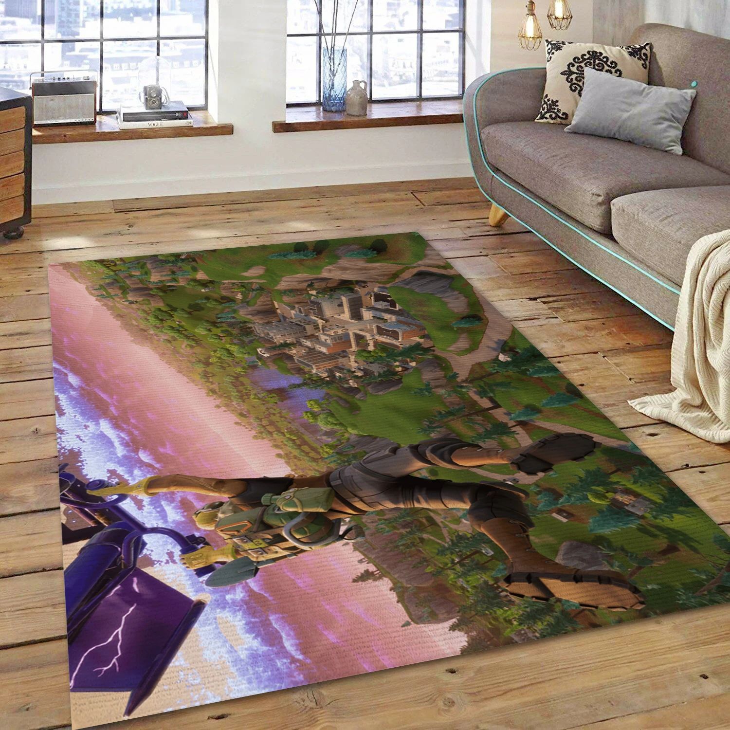 Fortnite Gaming Area Rug, Living Room Rug - Home Decor Floor Decor - Indoor Outdoor Rugs