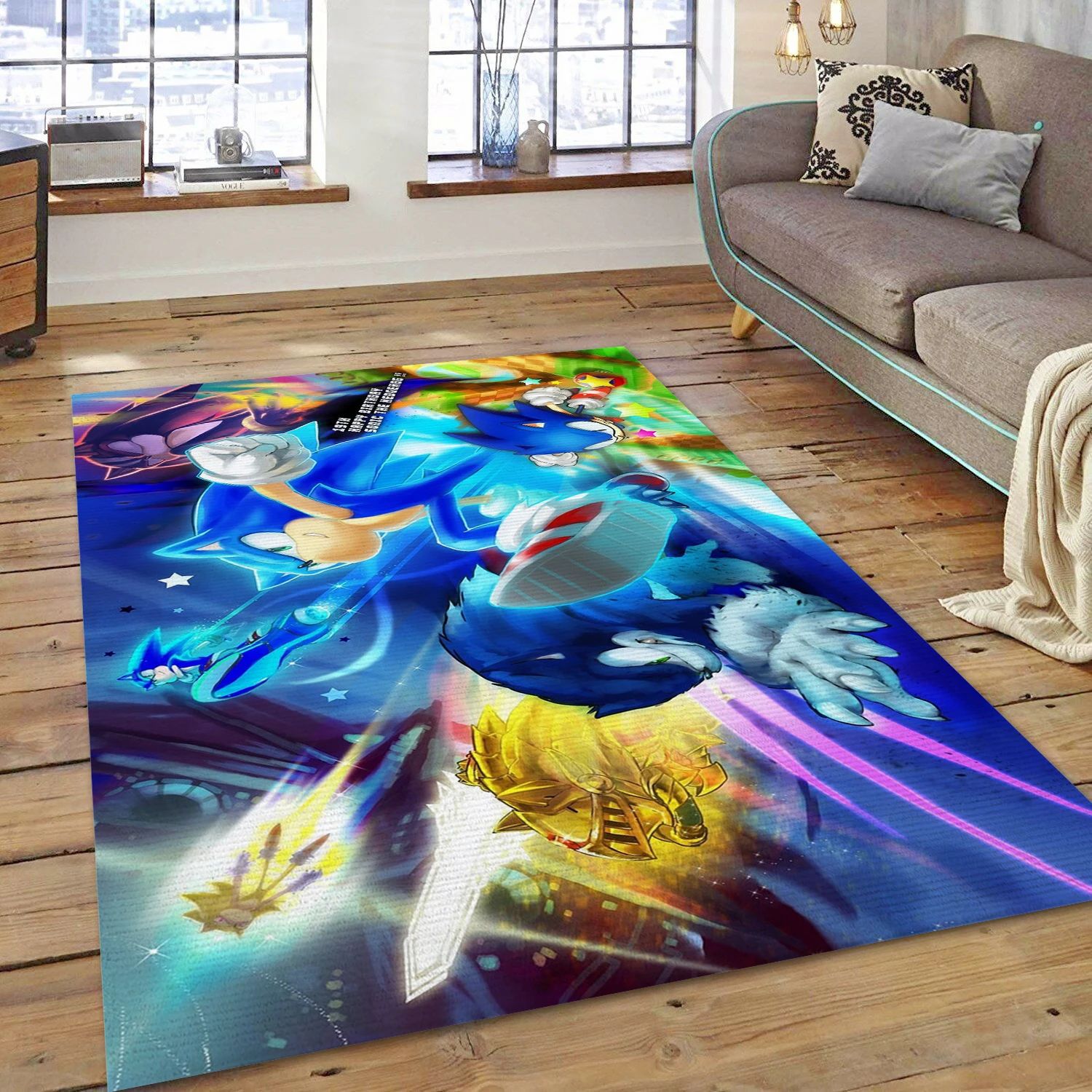 Super Sonic Video Game Area Rug For Christmas, Bedroom Rug - Home Decor Floor Decor - Indoor Outdoor Rugs