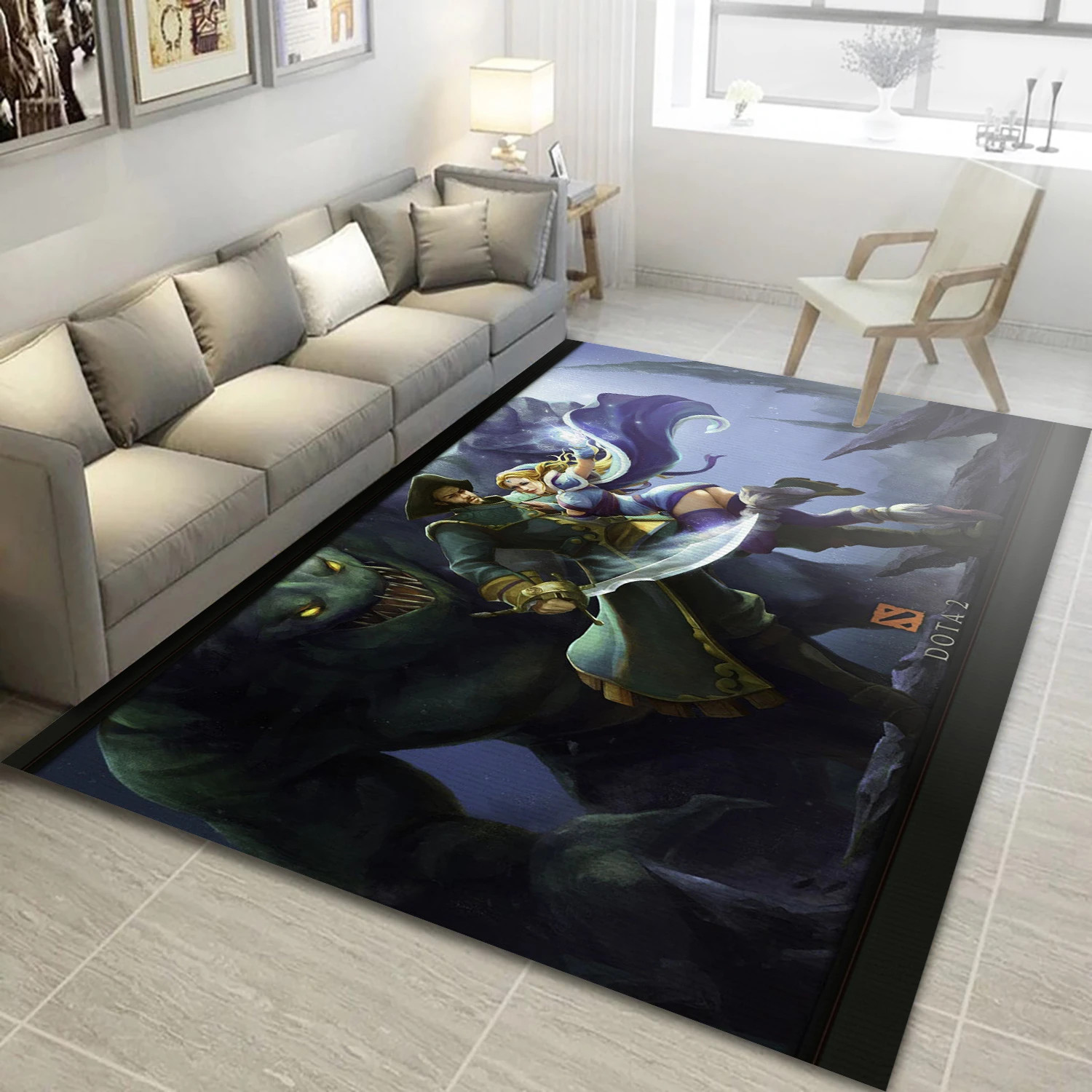 Kunkka And Crystal Maiden Video Game Reangle Rug, Living Room Rug - US Decor - Indoor Outdoor Rugs