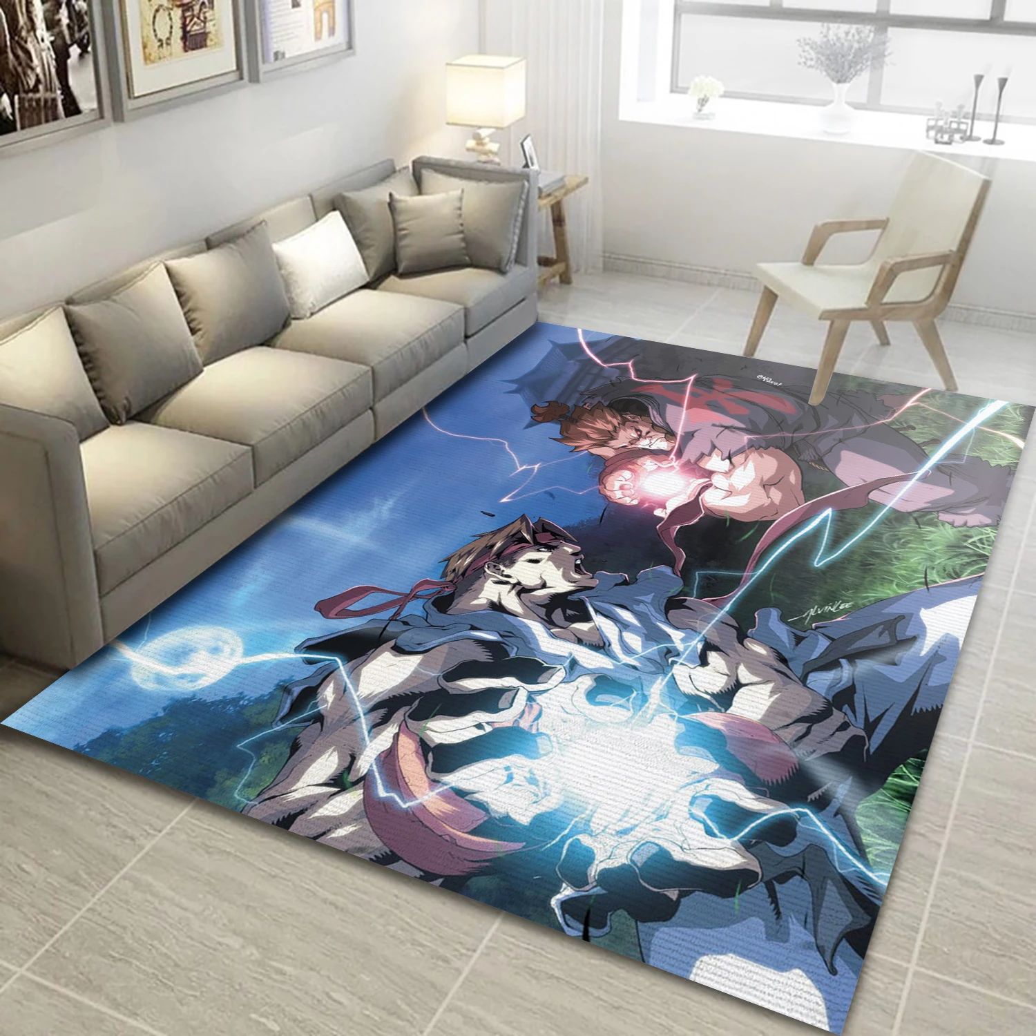 Ryu Street Fighter Video Game Area Rug Area, Living Room Rug - Family Gift US Decor - Indoor Outdoor Rugs