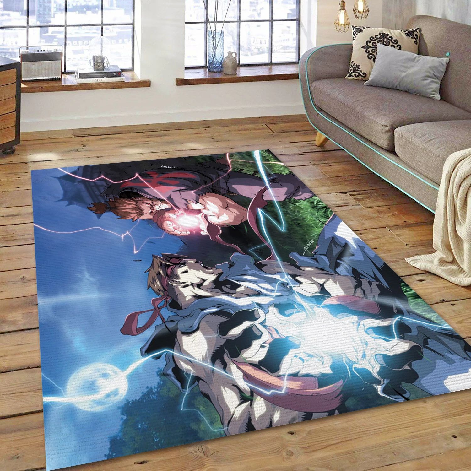 Ryu Street Fighter Video Game Area Rug Area, Living Room Rug - Family Gift US Decor - Indoor Outdoor Rugs