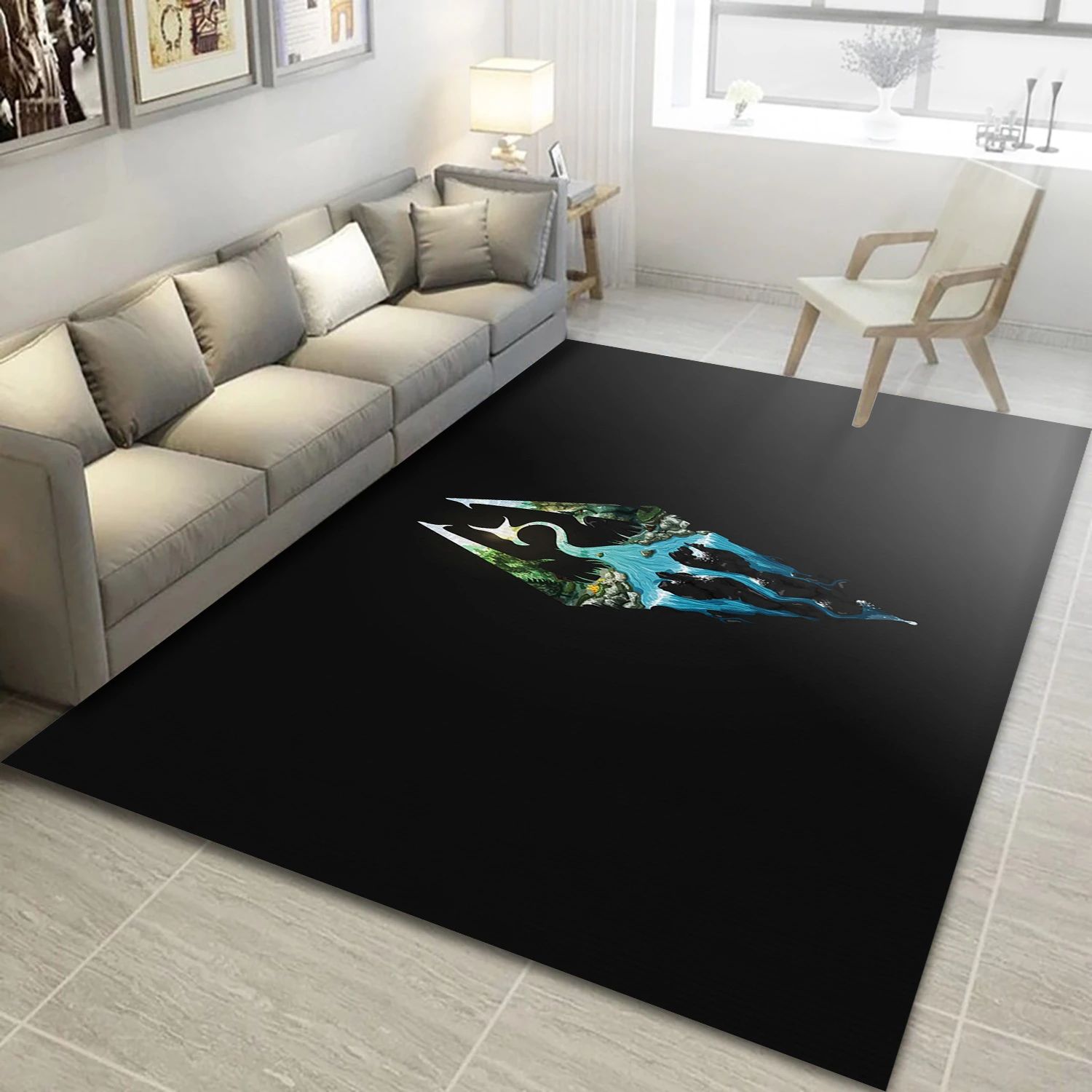 The Elder Scrolls V Skyrim Video Game Reangle Rug, Area Rug - Christmas Gift Decor - Indoor Outdoor Rugs