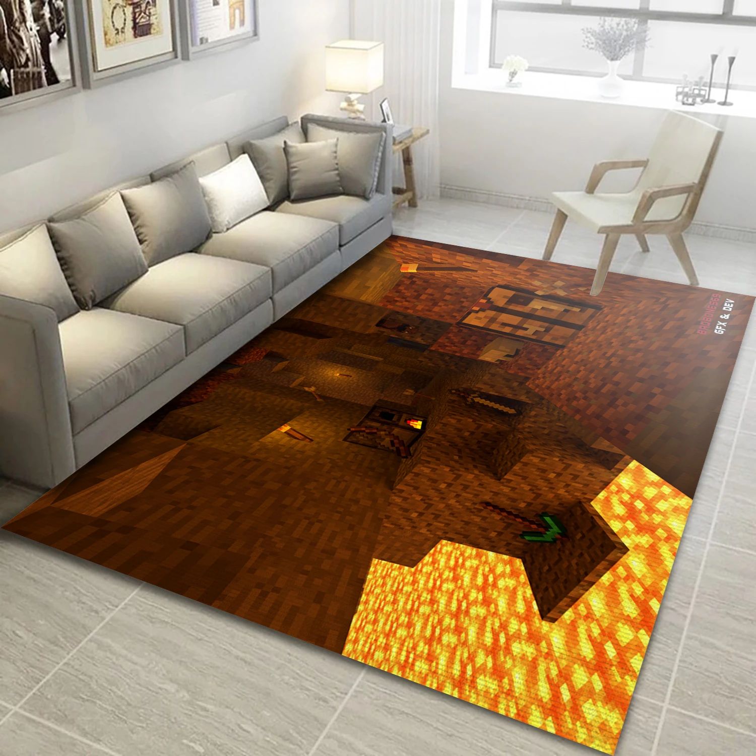 Minecraft Cave Game Area Rug Carpet, Living Room Rug - Christmas Gift Decor - Indoor Outdoor Rugs