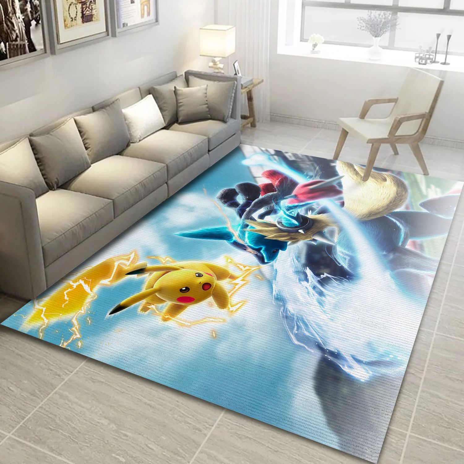 Mega Lucario Vs Pikachu Video Game Area Rug For Christmas, Area Rug - Christmas Gift Decor - Indoor Outdoor Rugs