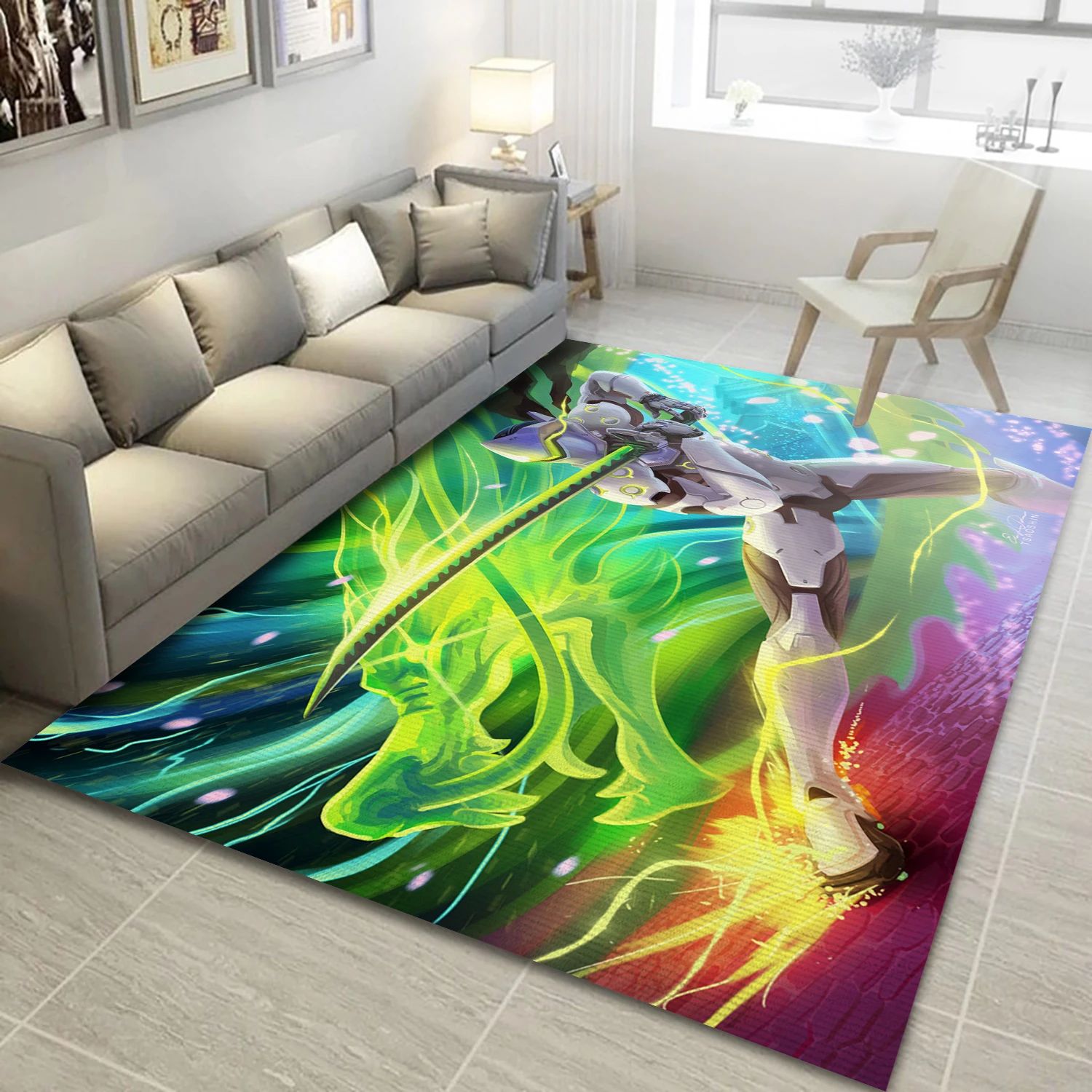 Dragon Blade Genji Video Game Area Rug For Christmas, Living Room Rug - Home Decor Floor Decor - Indoor Outdoor Rugs