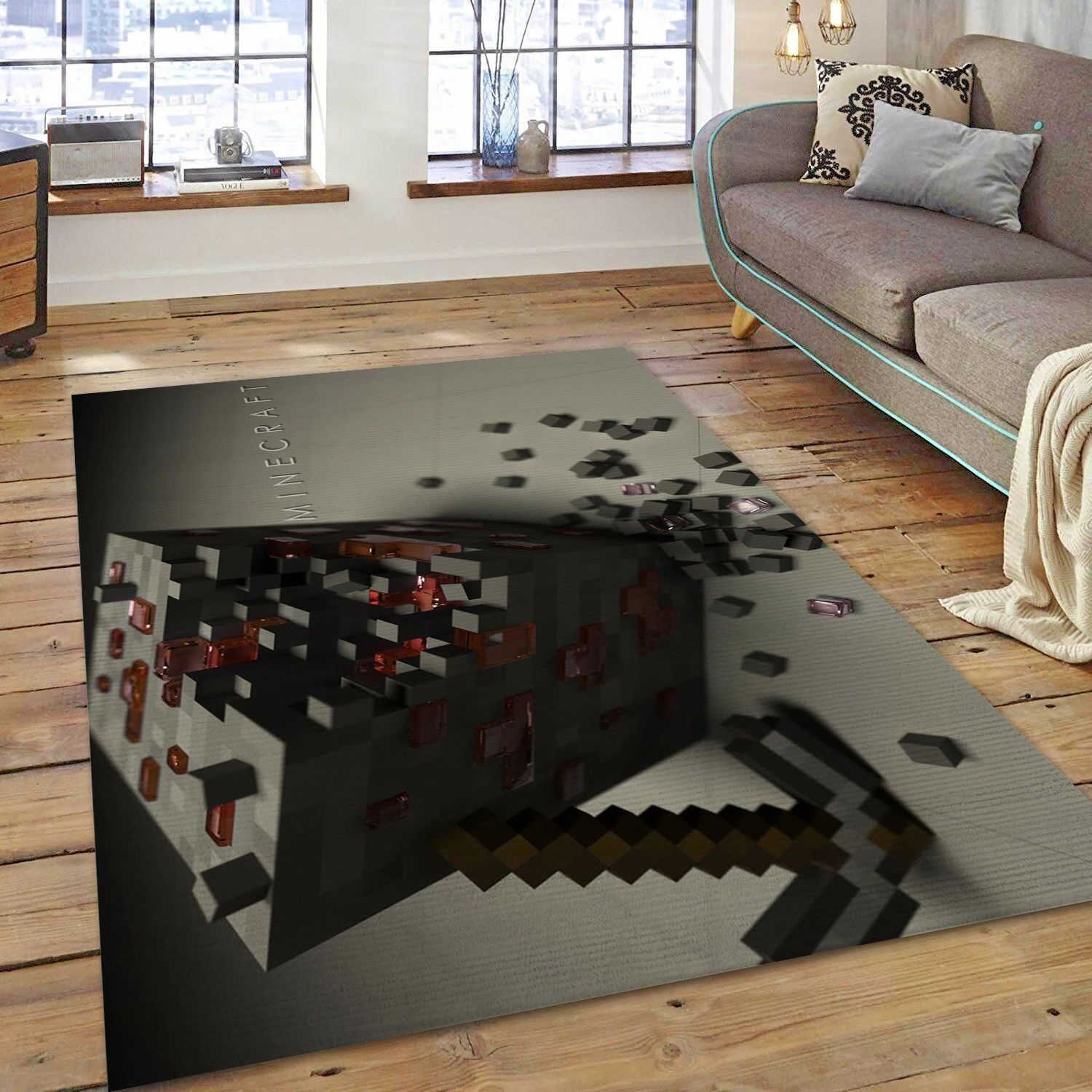 Minecraft Video Game Area Rug Area, Bedroom Rug - Home Decor Floor Decor - Indoor Outdoor Rugs