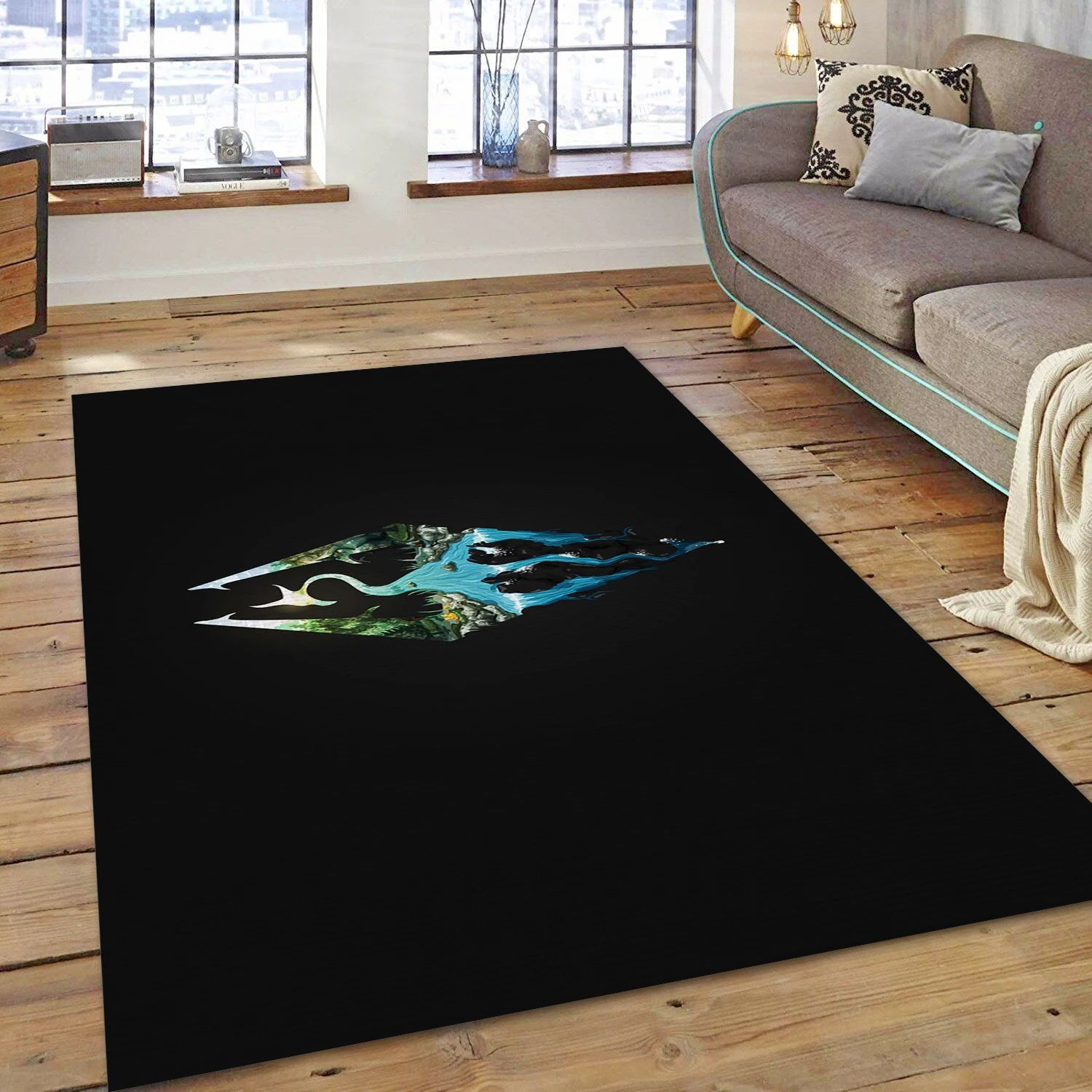 The Elder Scrolls V Skyrim Video Game Reangle Rug, Area Rug - Christmas Gift Decor - Indoor Outdoor Rugs