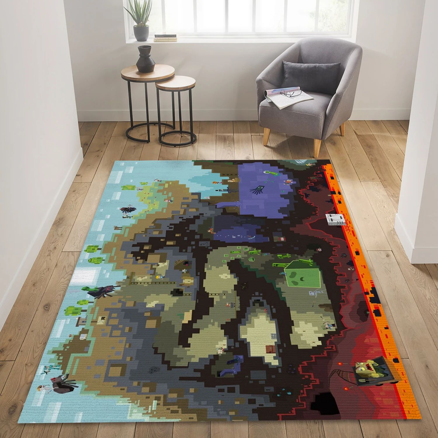 Minecraft Drawing Game Area Rug Carpet, Bedroom Rug - Christmas Gift Decor - Indoor Outdoor Rugs