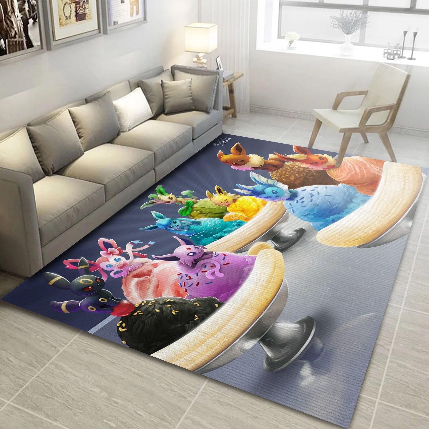 Eeveelution Banana Splits Video Game Area Rug For Christmas, Area Rug - Christmas Gift Decor - Indoor Outdoor Rugs