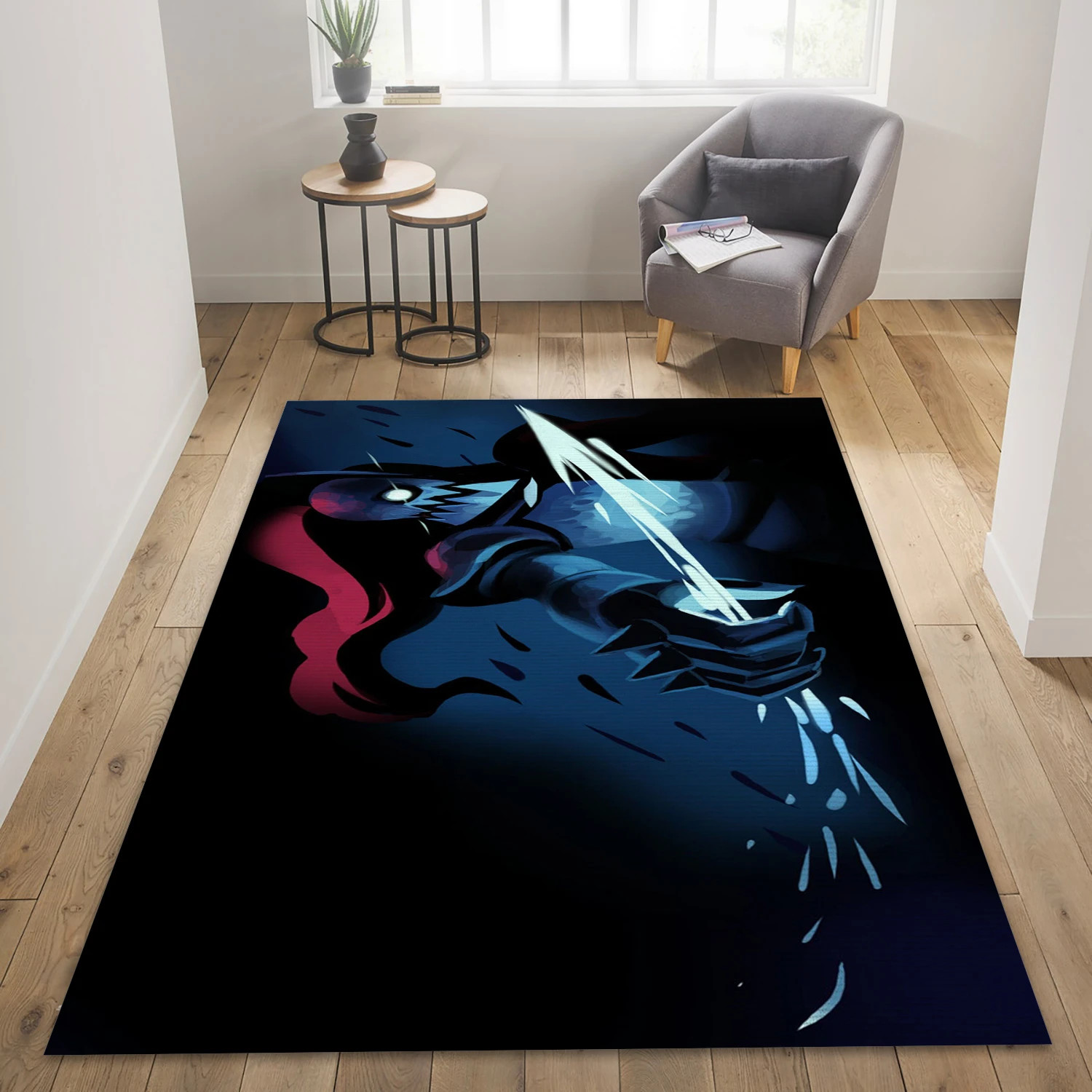 Undyne Video Game Area Rug Area, Living Room Rug - Home Decor Floor Decor - Indoor Outdoor Rugs