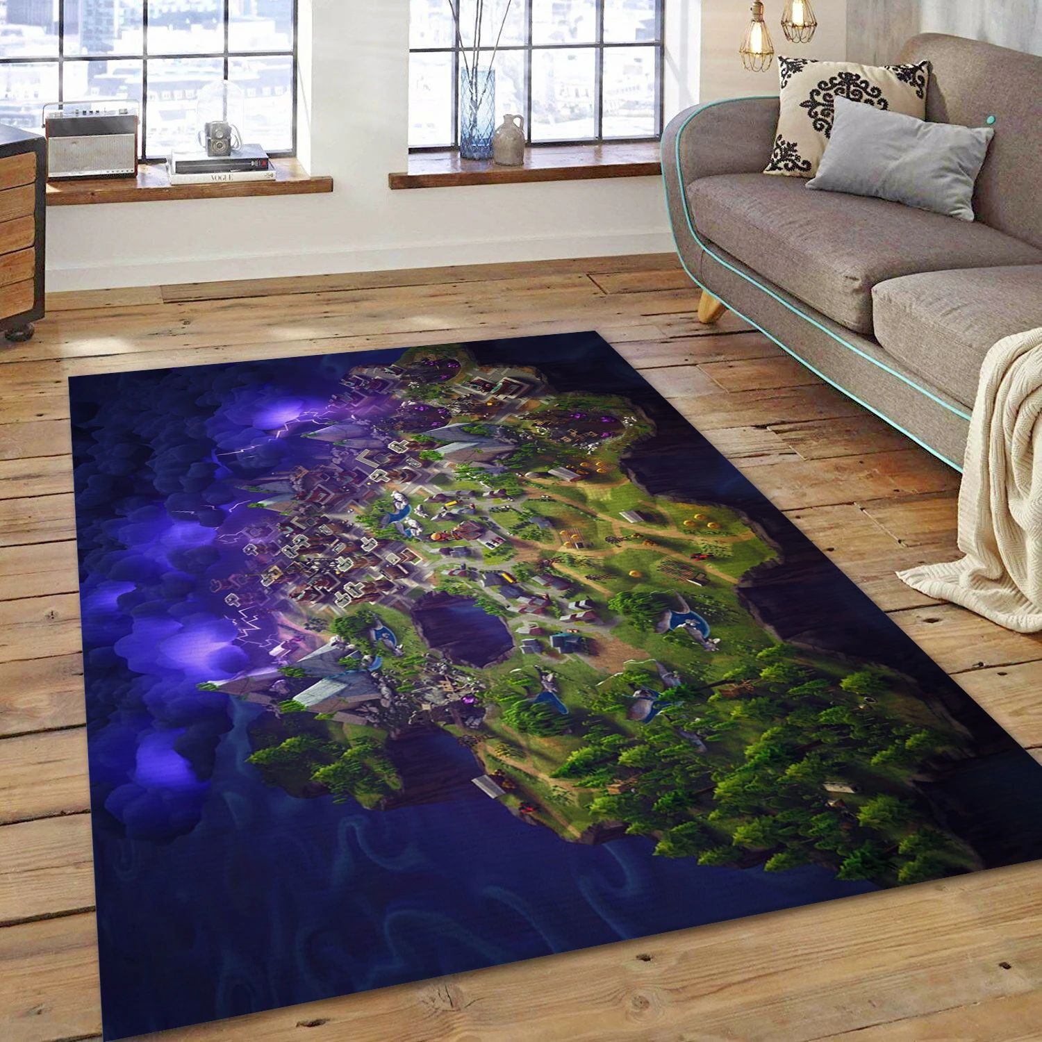 Fortnite Map Video Game Area Rug Area, Living Room Rug - Family Gift US Decor - Indoor Outdoor Rugs