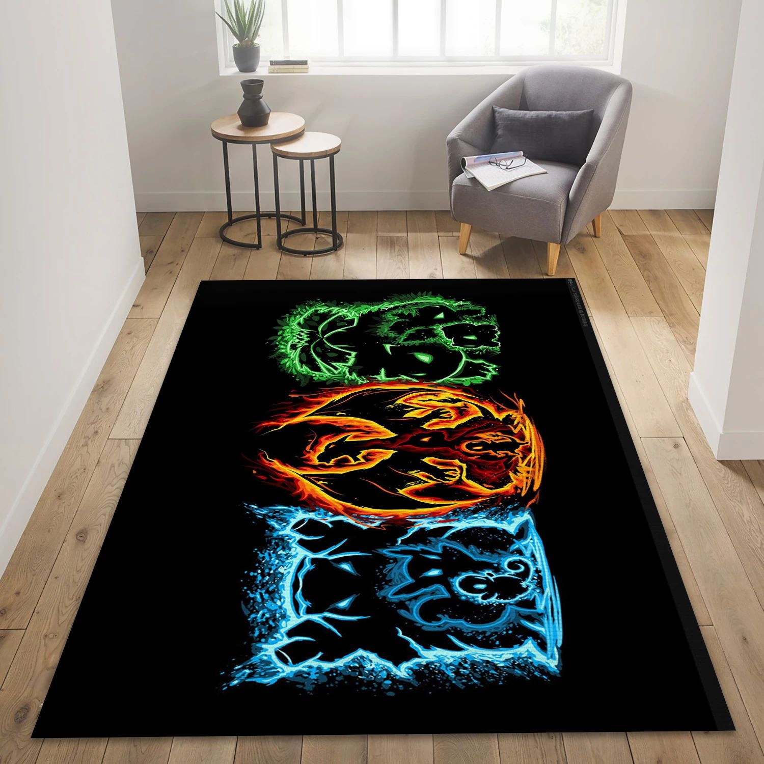 Starter Pokemon Video Game Reangle Rug, Bedroom Rug - Family Gift US Decor - Indoor Outdoor Rugs