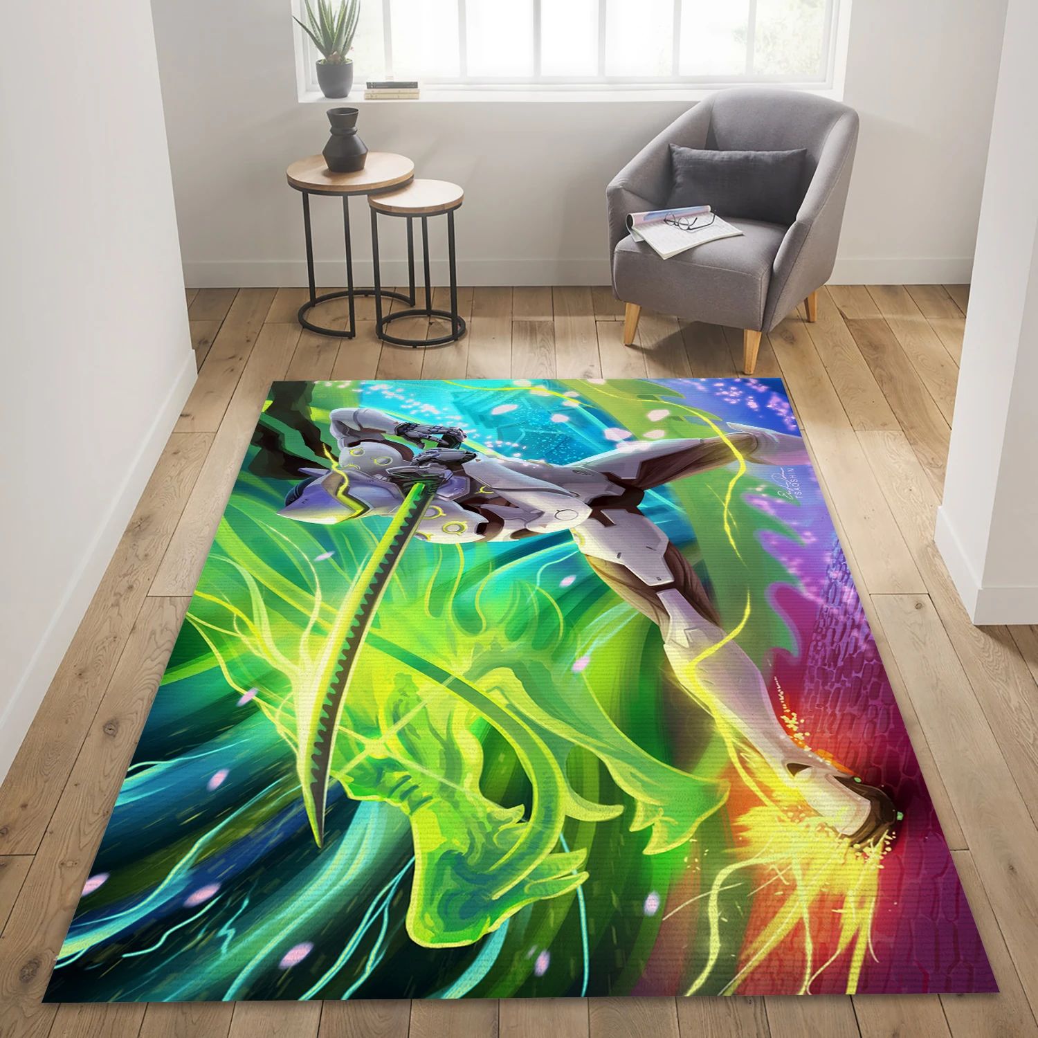 Dragon Blade Genji Video Game Area Rug For Christmas, Living Room Rug - Home Decor Floor Decor - Indoor Outdoor Rugs