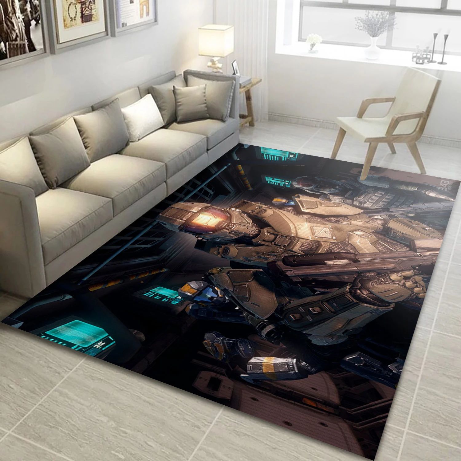 Masterchief Video Game Area Rug For Christmas, Bedroom Rug - US Decor - Indoor Outdoor Rugs