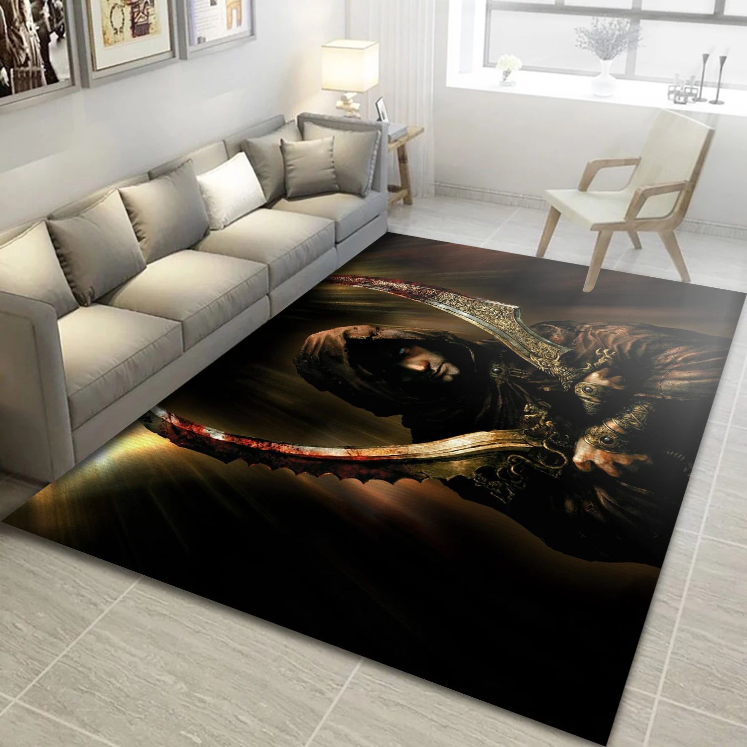 Prince Of Persia Warrior Within Dual Blade Game Area Rug Carpet, Living Room Rug - Family Gift US Decor - Indoor Outdoor Rugs