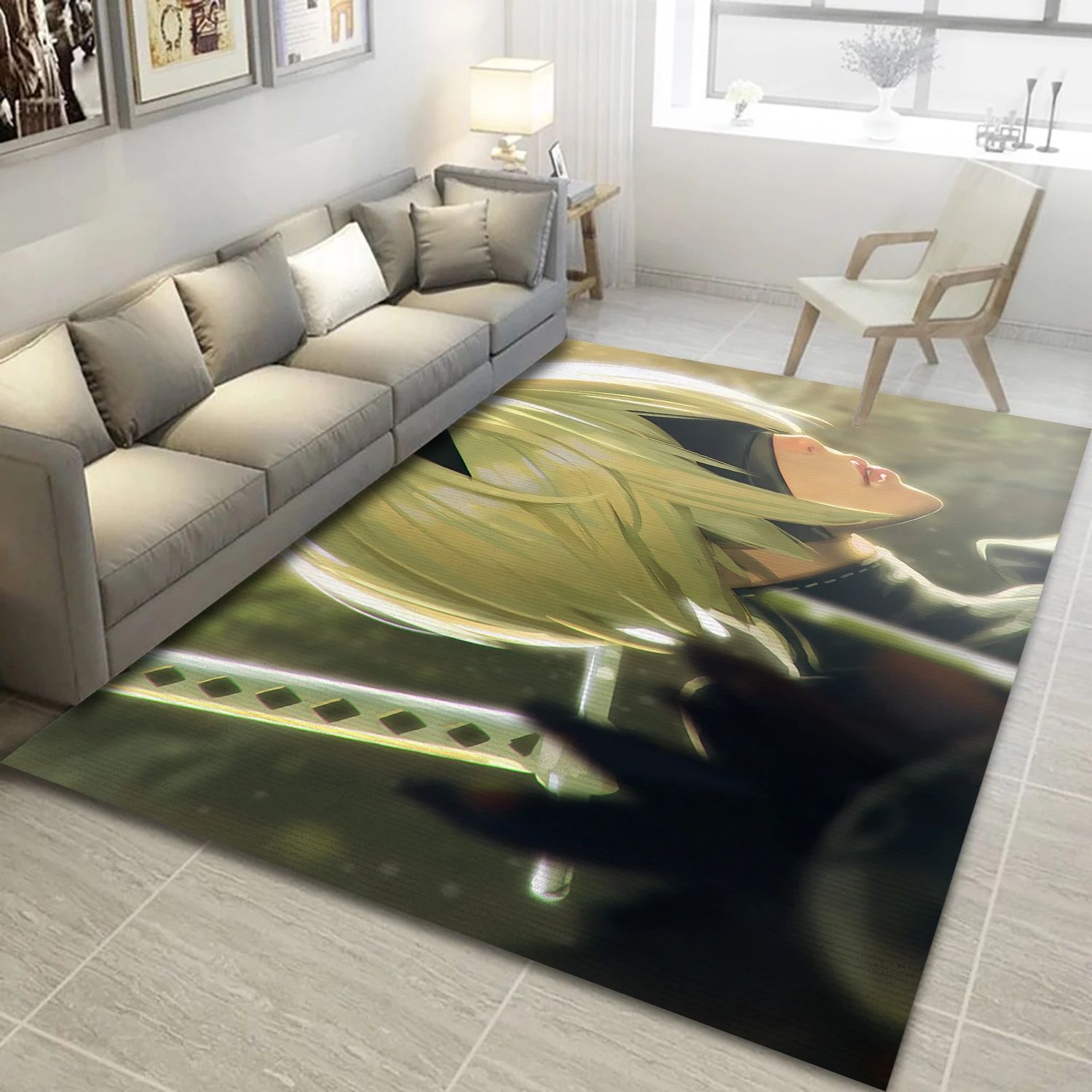 Nier Automata Video Game Reangle Rug, Living Room Rug - US Decor - Indoor Outdoor Rugs