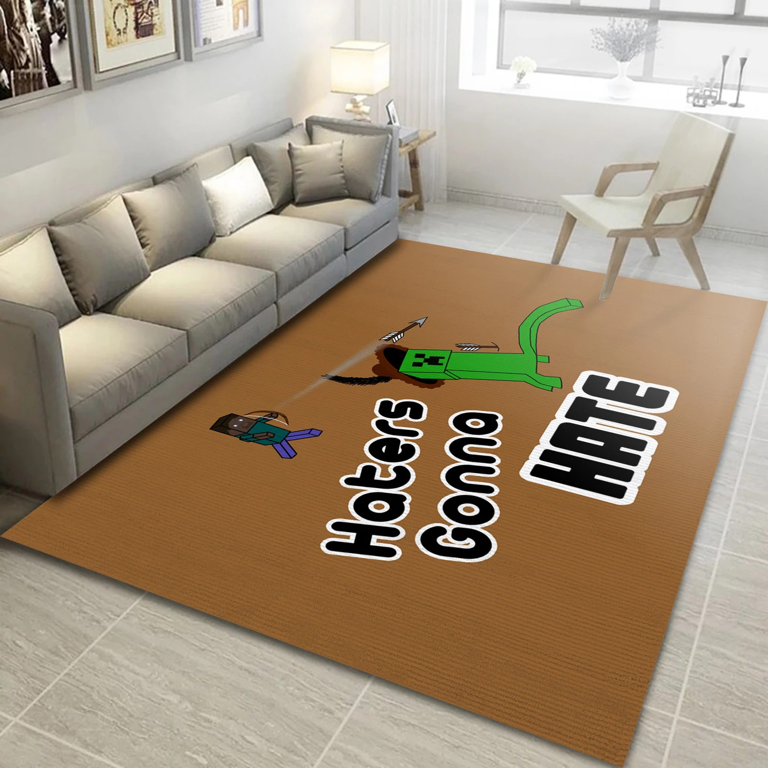 Minecraft Video Game Reangle Rug, Living Room Rug - Home Decor Floor Decor - Indoor Outdoor Rugs