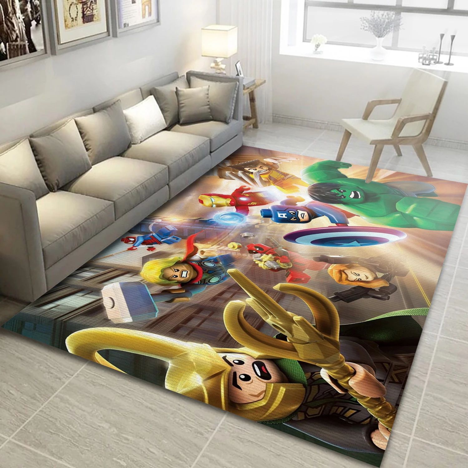 Lego Marvel Super Heroes Video Game Reangle Rug, Bedroom Rug - US Decor - Indoor Outdoor Rugs