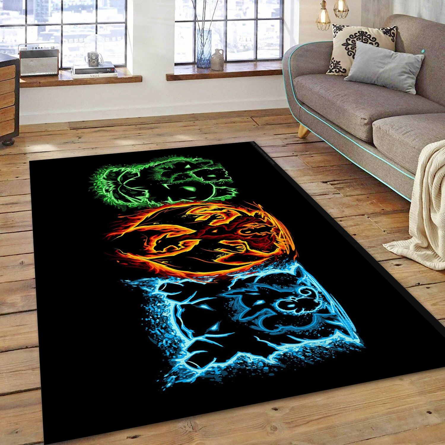 Starter Pokemon Video Game Reangle Rug, Bedroom Rug - Family Gift US Decor - Indoor Outdoor Rugs