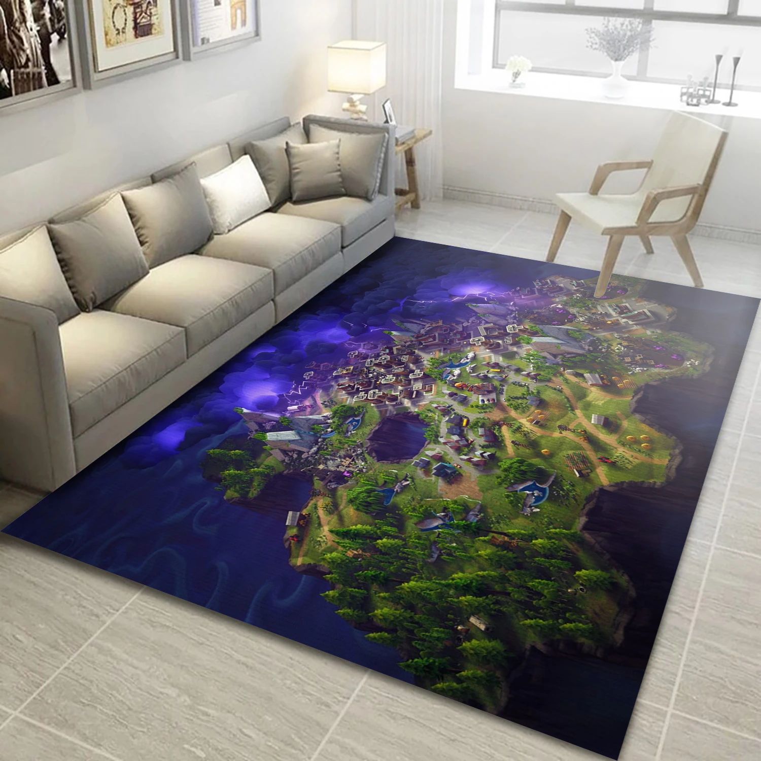 Fortnite Map Video Game Area Rug Area, Living Room Rug - Family Gift US Decor - Indoor Outdoor Rugs