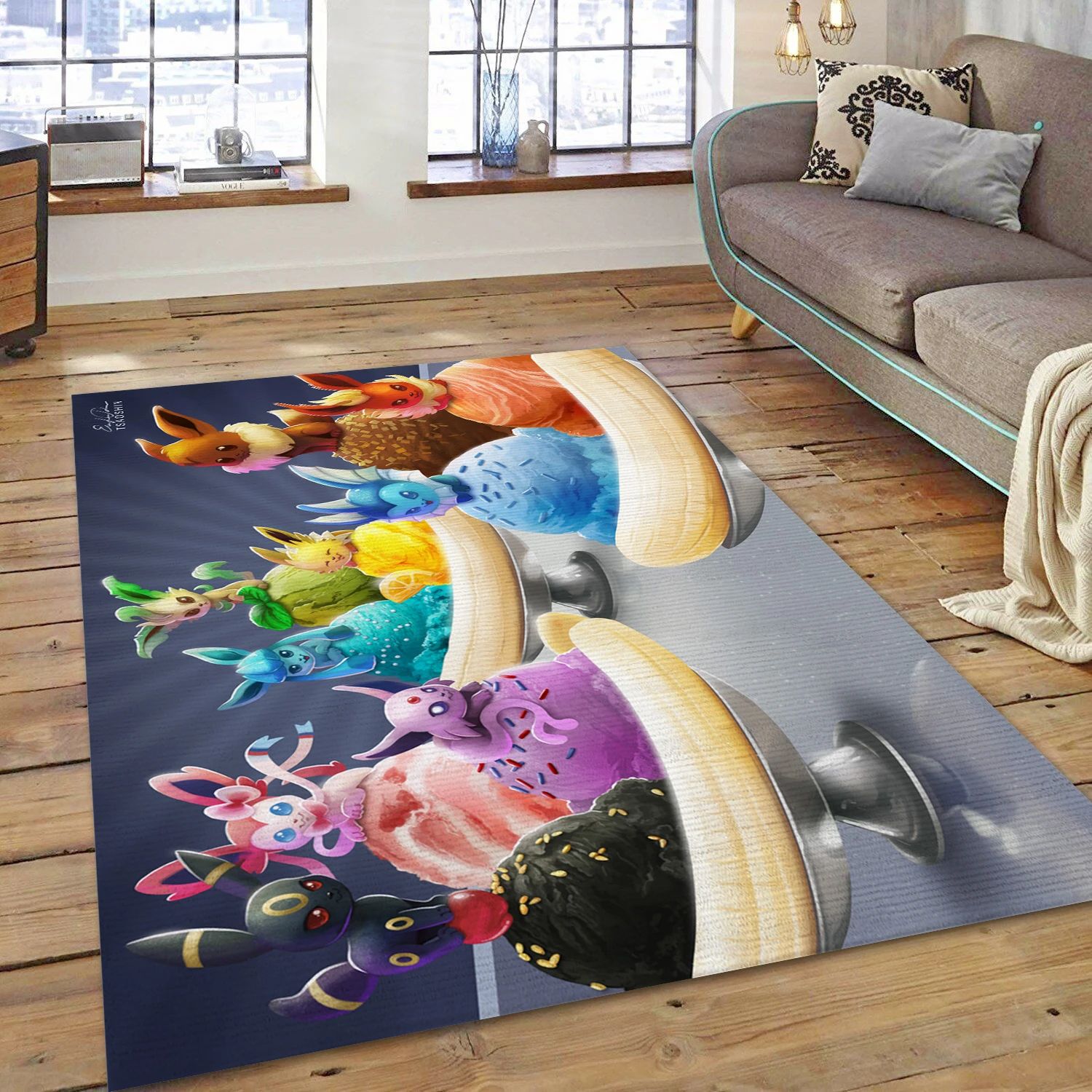 Eeveelution Banana Splits Video Game Area Rug For Christmas, Area Rug - Christmas Gift Decor - Indoor Outdoor Rugs