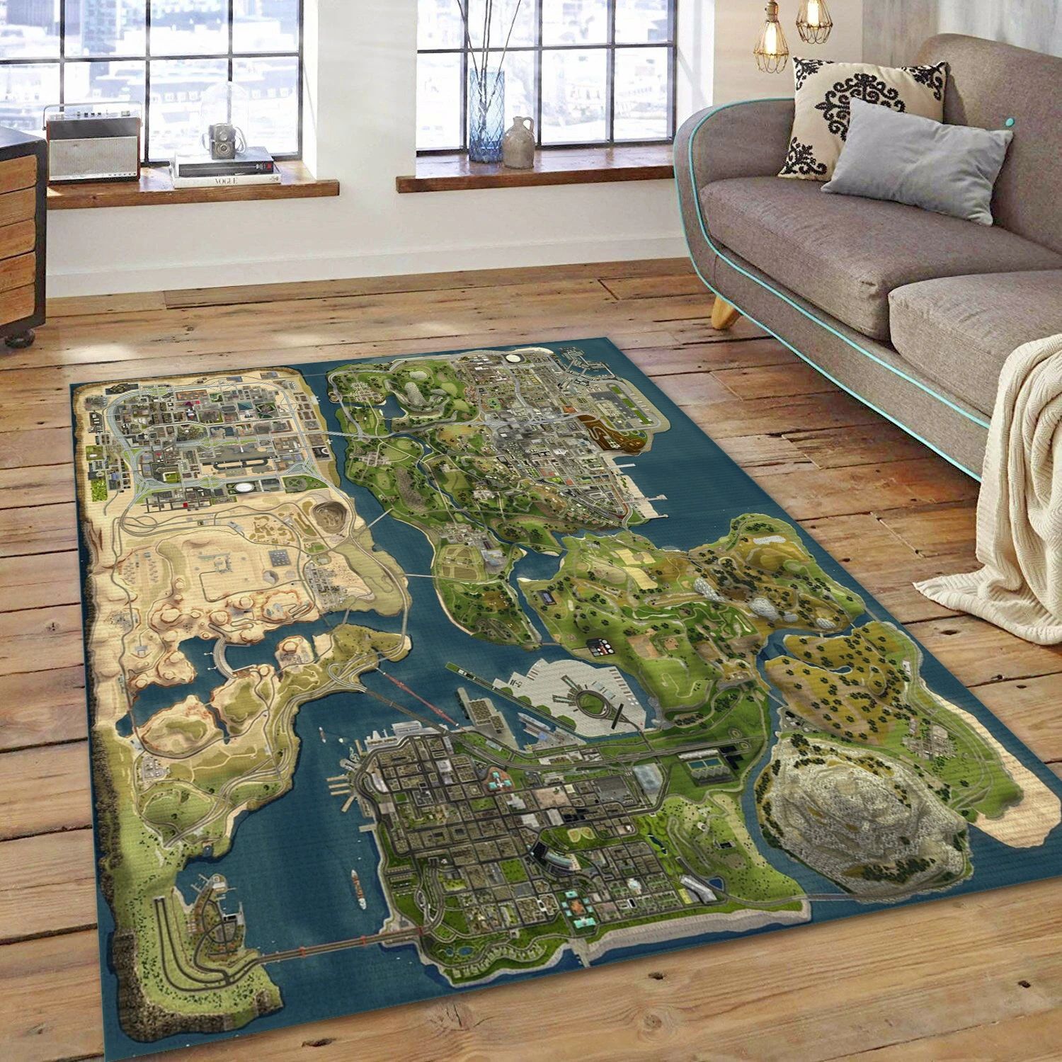 Grand Theft Auto San Andreas Video Game Area Rug Area, Area Rug - Home Decor Floor Decor - Indoor Outdoor Rugs