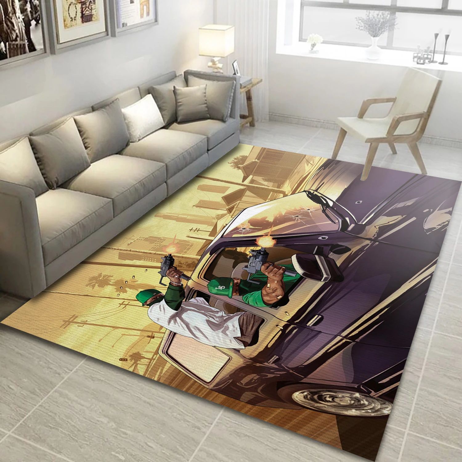 Grand Theft Auto V Video Game Reangle Rug, Bedroom Rug - Christmas Gift Decor - Indoor Outdoor Rugs