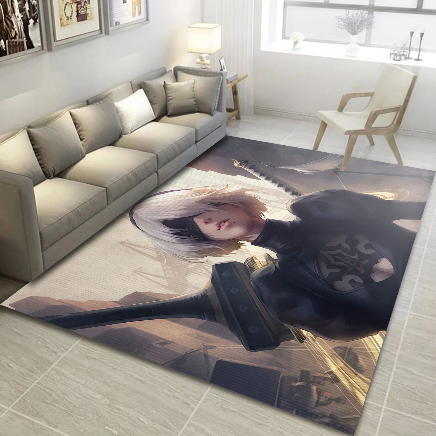 Nier Automata Video Game Reangle Rug, Area Rug - US Decor - Indoor Outdoor Rugs