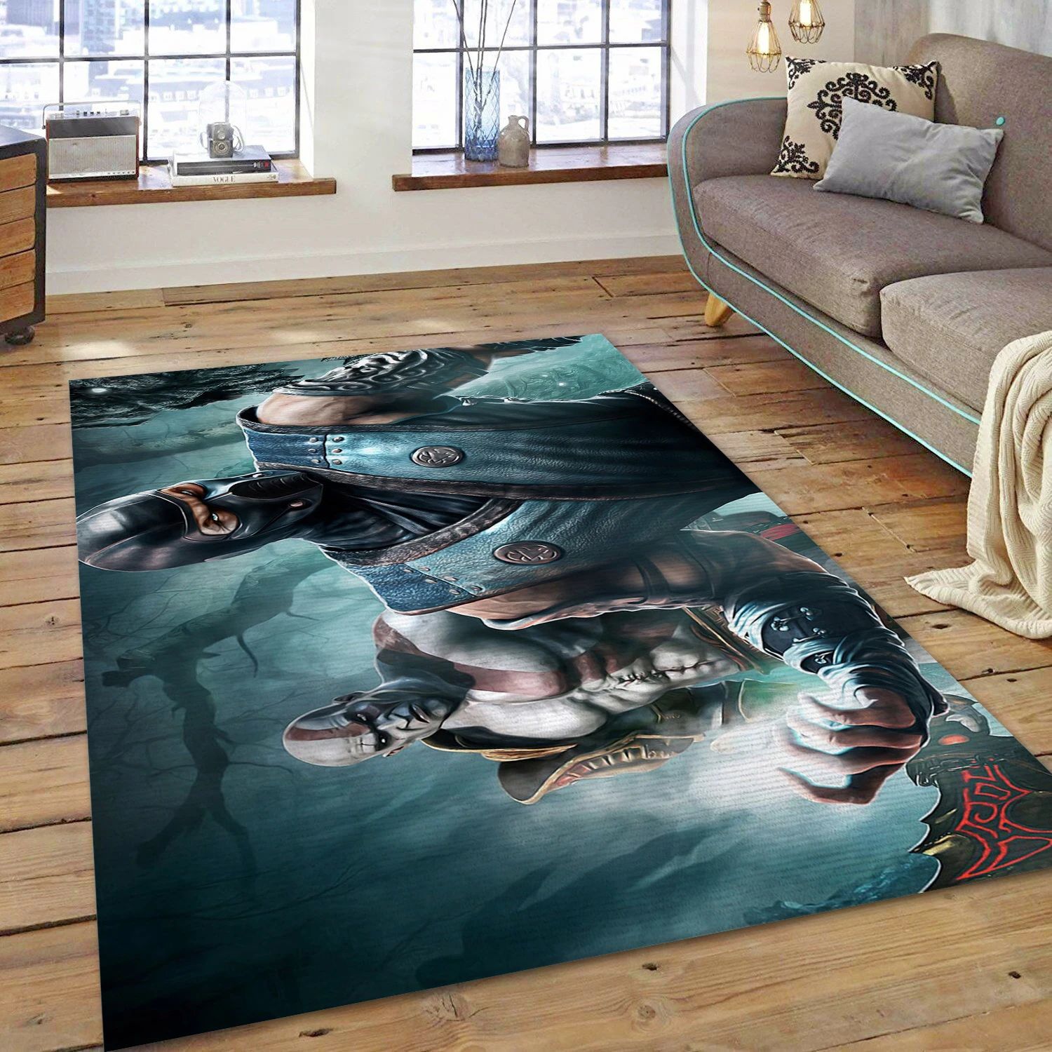 Sub Zero And Kratos Gaming Area Rug, Living Room Rug - Christmas Gift Decor - Indoor Outdoor Rugs