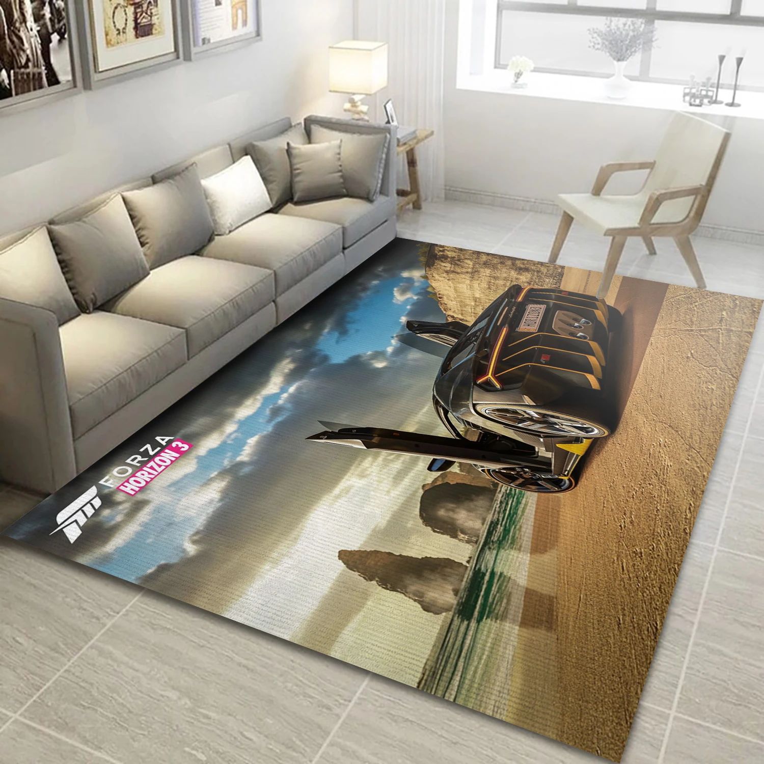 Lamborghini Centenario Video Game Reangle Rug, Living Room Rug - Home Decor Floor Decor - Indoor Outdoor Rugs