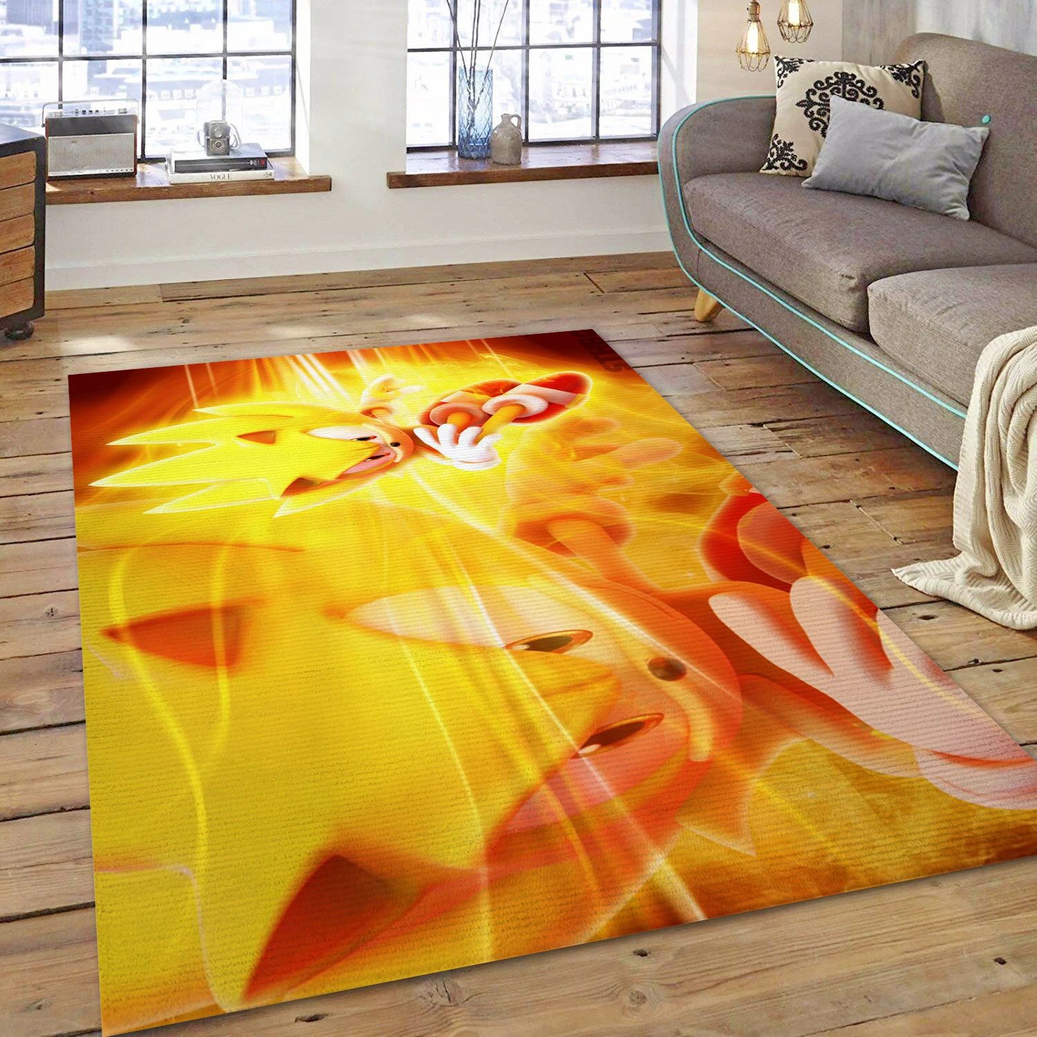 Super Sonic Video Game Reangle Rug, Living Room Rug - Home Decor Floor Decor - Indoor Outdoor Rugs