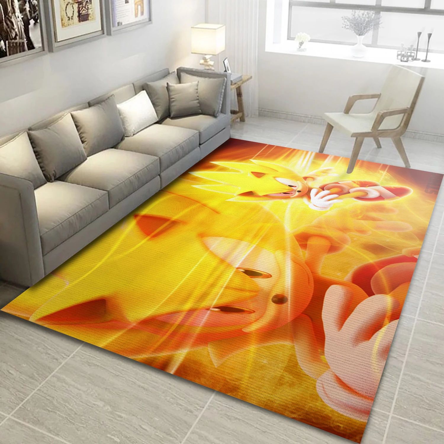 Super Sonic Video Game Reangle Rug, Living Room Rug - Home Decor Floor Decor - Indoor Outdoor Rugs