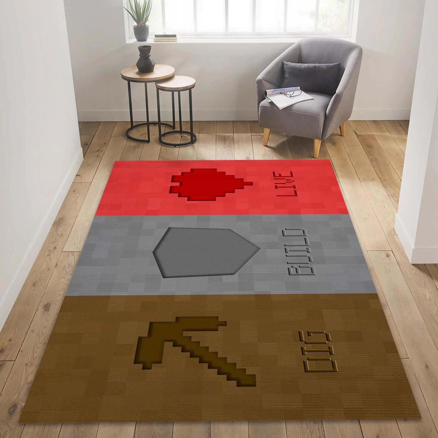 Minecraft Video Game Area Rug Area, Area Rug - Family Gift US Decor - Indoor Outdoor Rugs