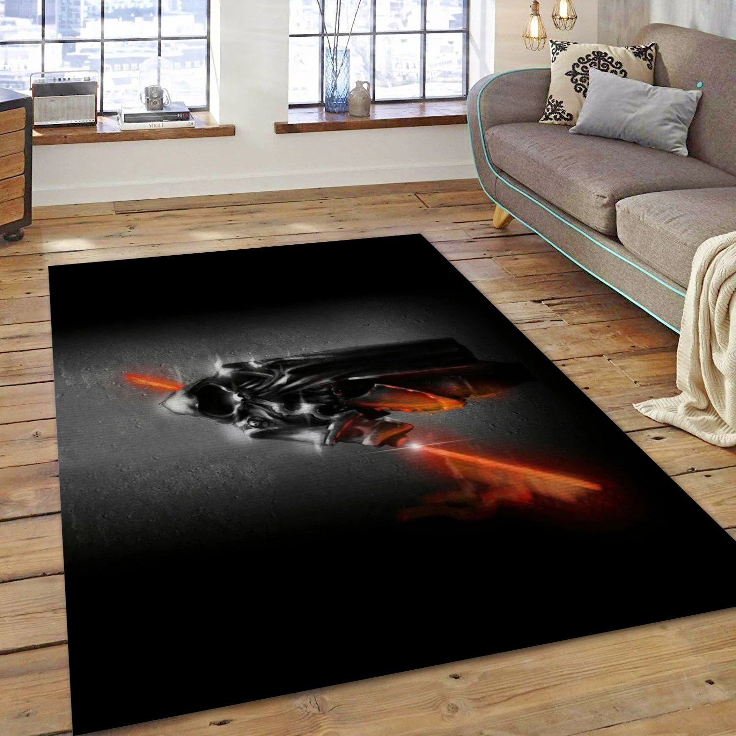 Black Warrior Gaming Area Rug, Living Room Rug - Home Decor Floor Decor - Indoor Outdoor Rugs