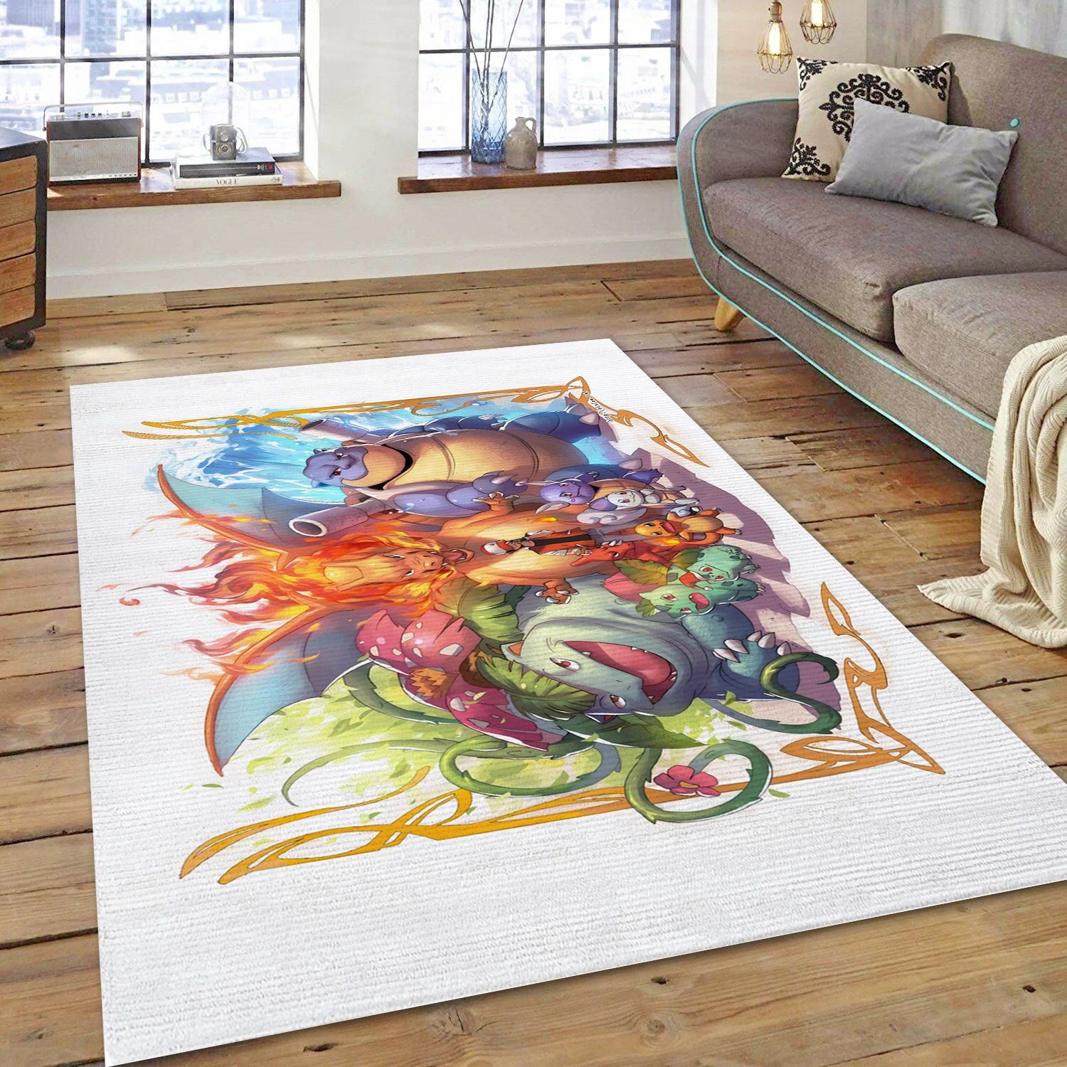 Pokemon Evolution Gaming Area Rug, Area Rug - Home Decor Floor Decor - Indoor Outdoor Rugs