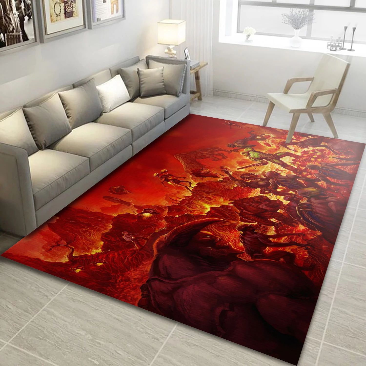 Doom 2016 Video Game Area Rug For Christmas, Living Room Rug - US Decor - Indoor Outdoor Rugs