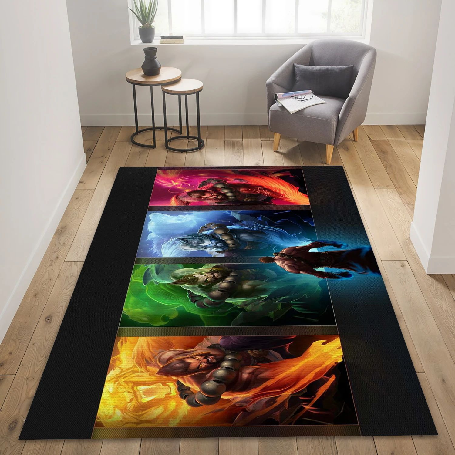 The Monk Udyr Gaming Area Rug, Area Rug - Christmas Gift Decor - Indoor Outdoor Rugs