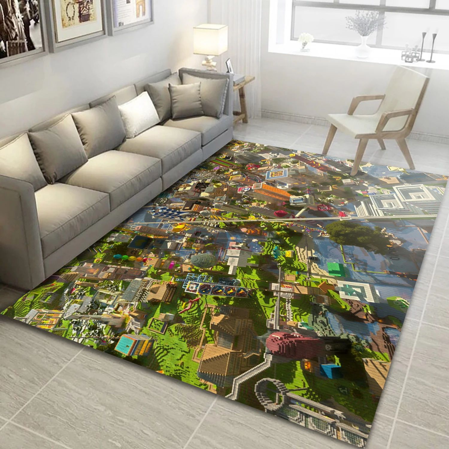 City Video Game Reangle Rug, Bedroom Rug - Home Decor Floor Decor - Indoor Outdoor Rugs