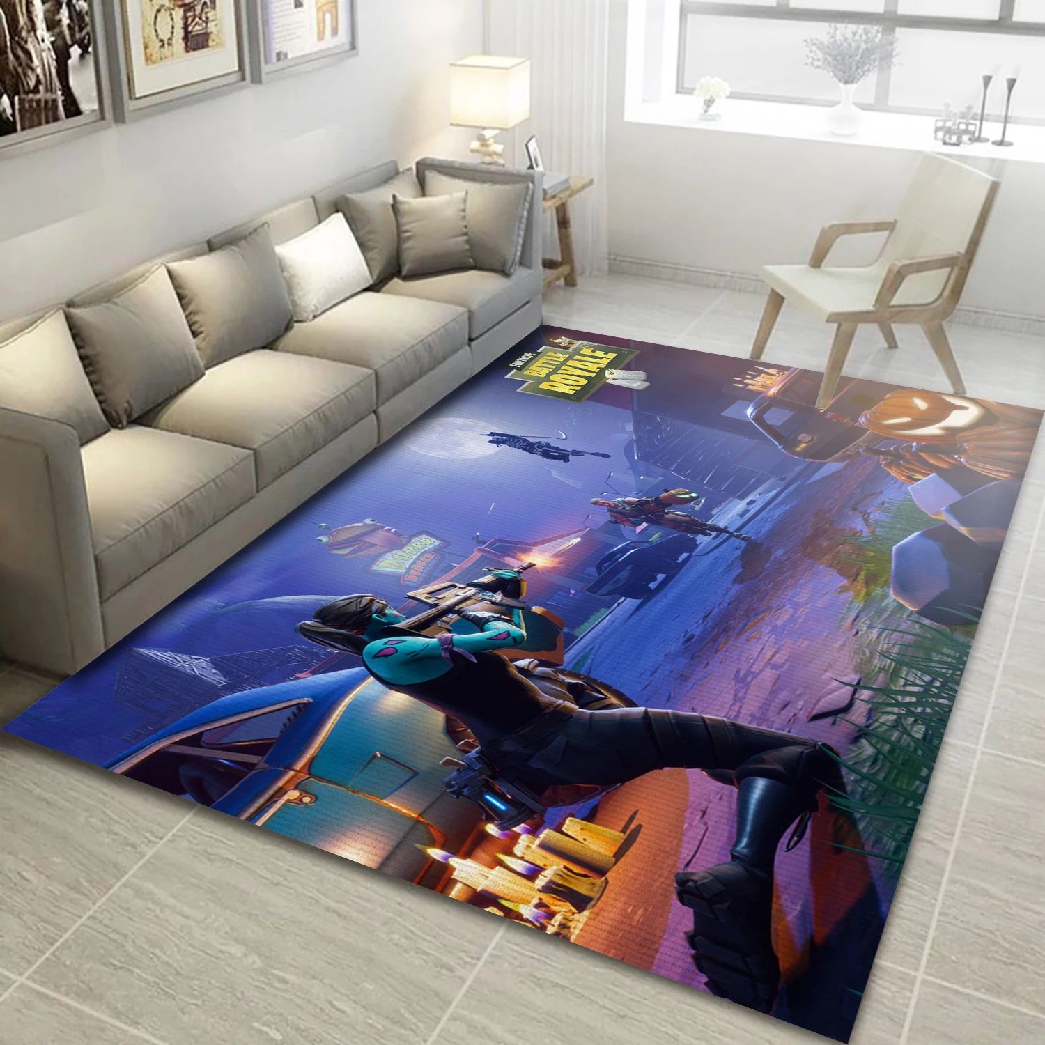 Fortnite Video Game Reangle Rug, Bedroom Rug - Family Gift US Decor - Indoor Outdoor Rugs